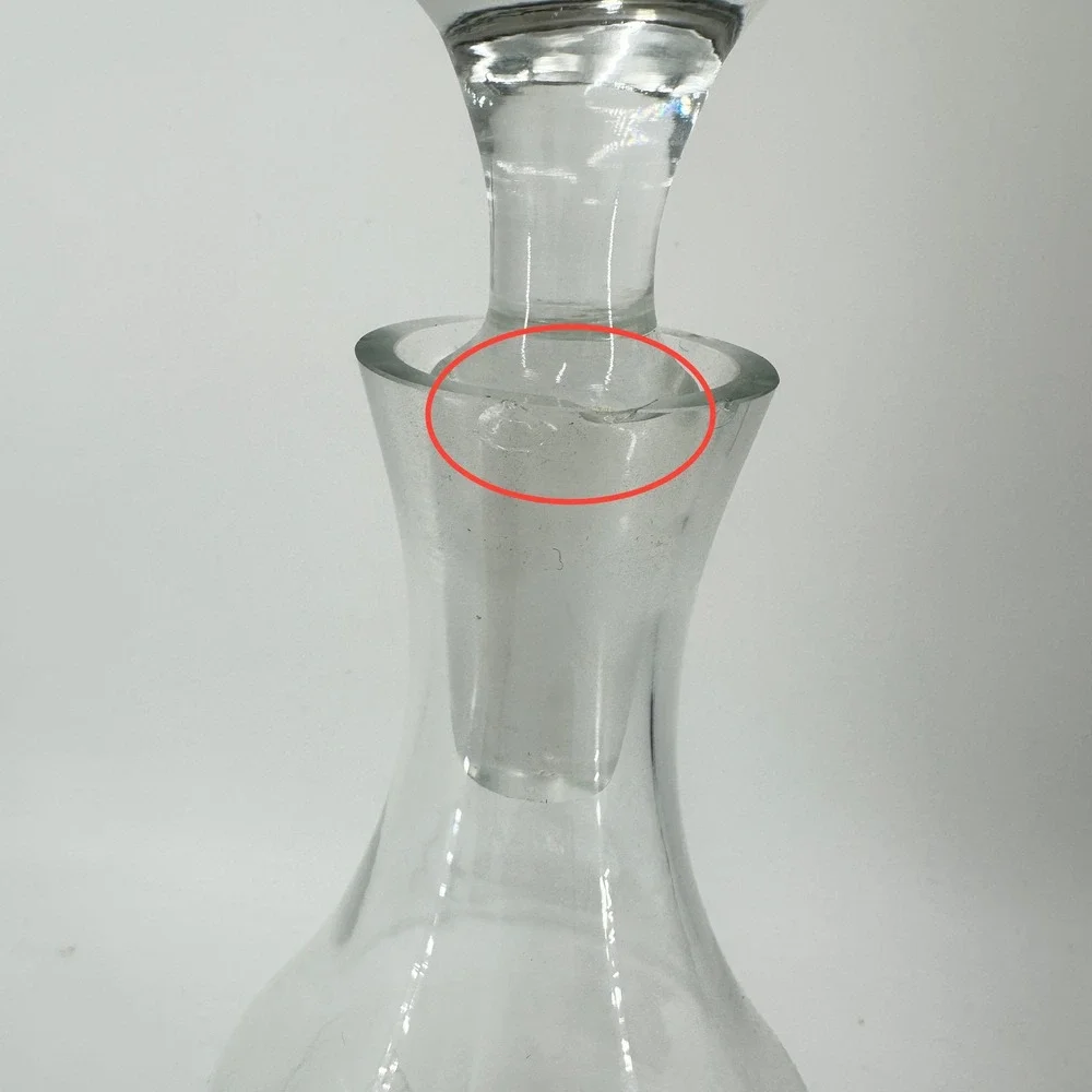 Vintage Etched Glass Decanter with Stopper Grapevine Leaf Pattern Clear 12.5